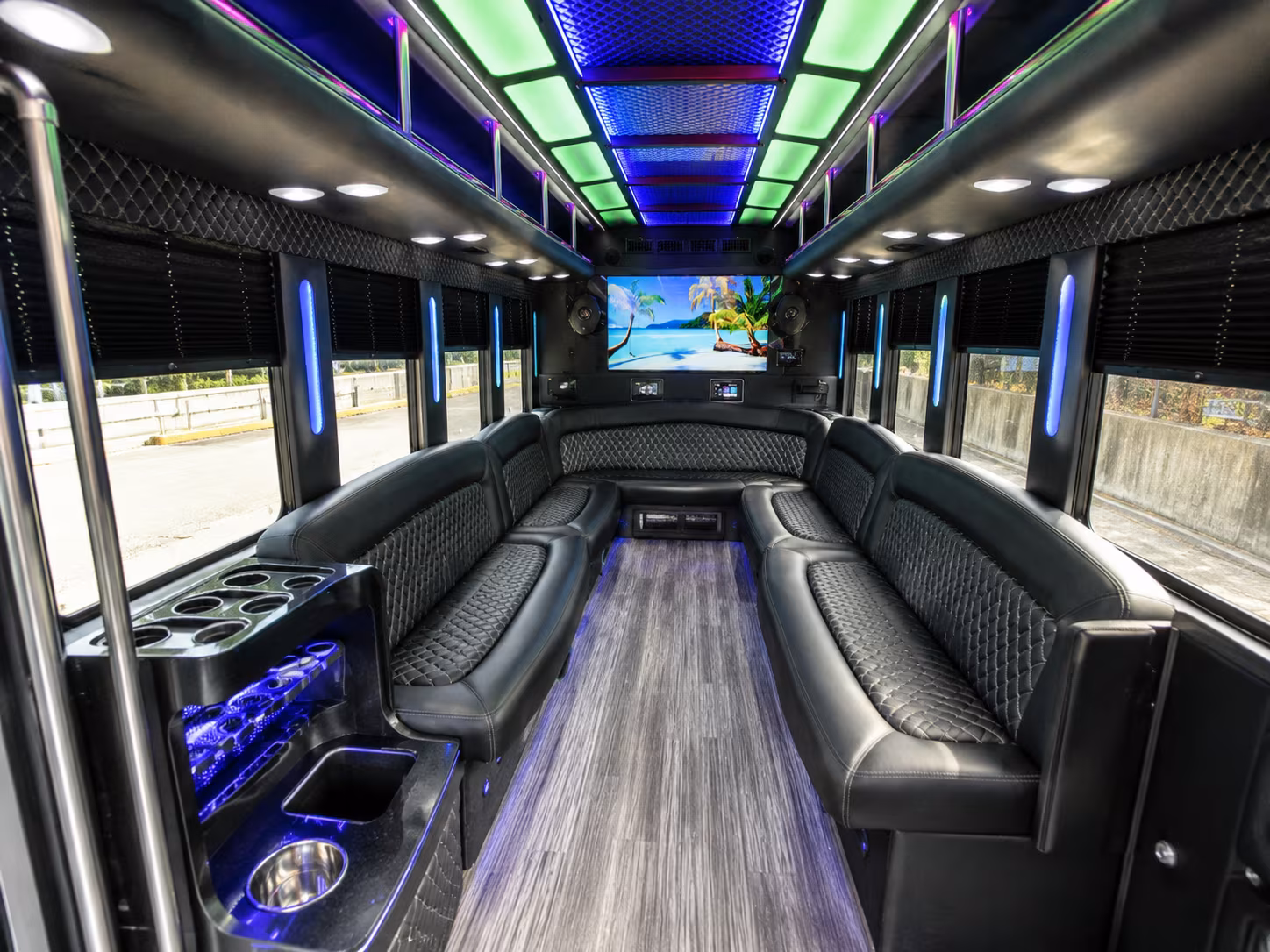 yonkers 18 passenger party bus inside